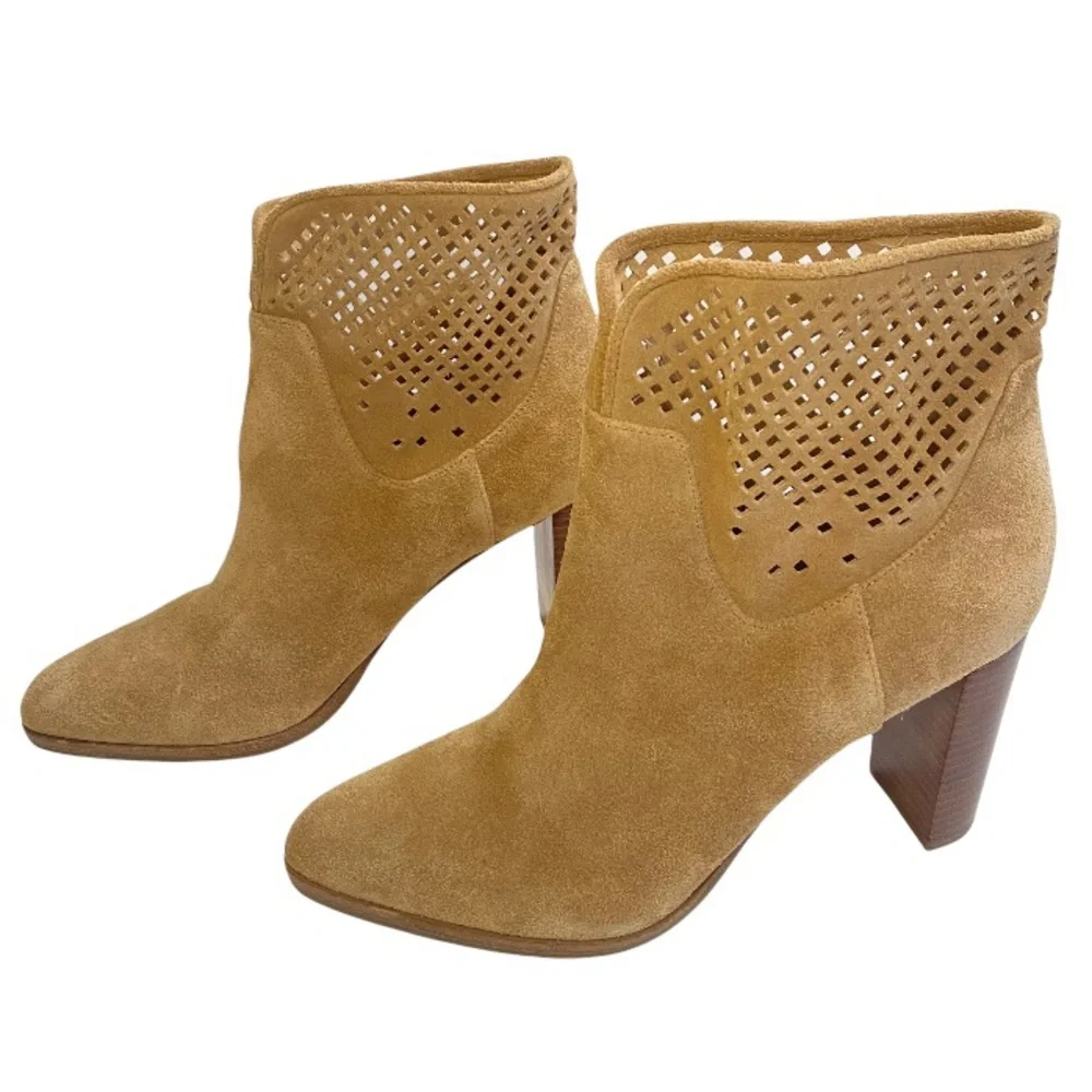 Diane Von Furstenberg Jaen Perforated Almond Toe Bootie in Sand Size 10 NWT - Picture 3 of 12